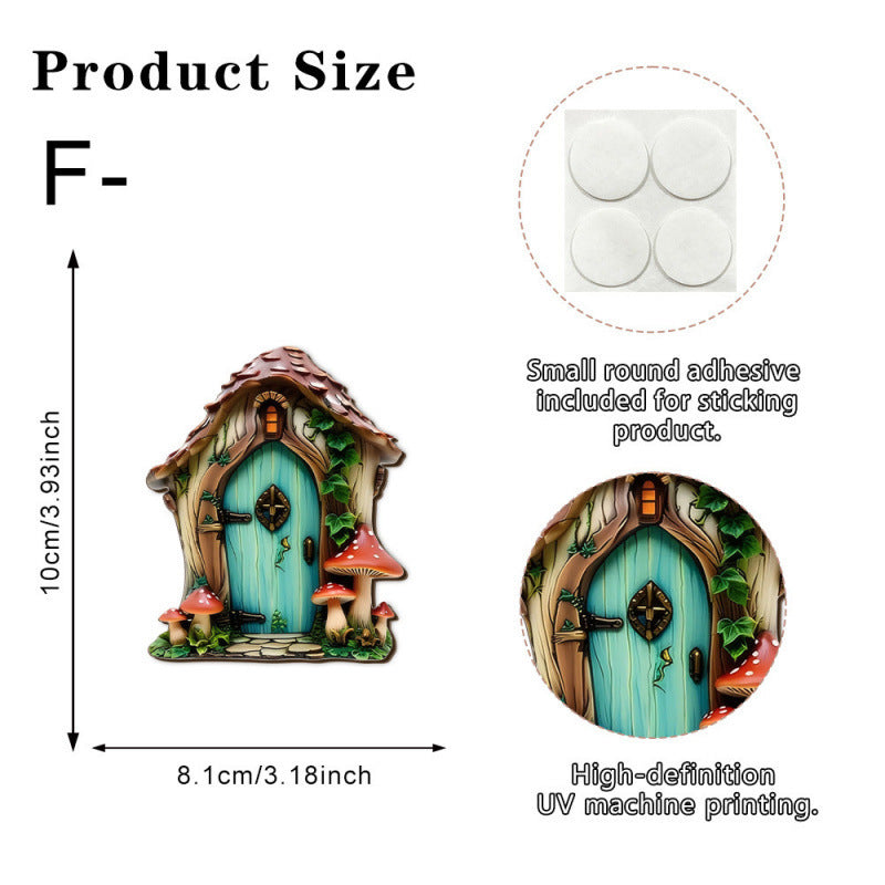 Decorative 2D Elf Door made of Pine Wood for Garden and House