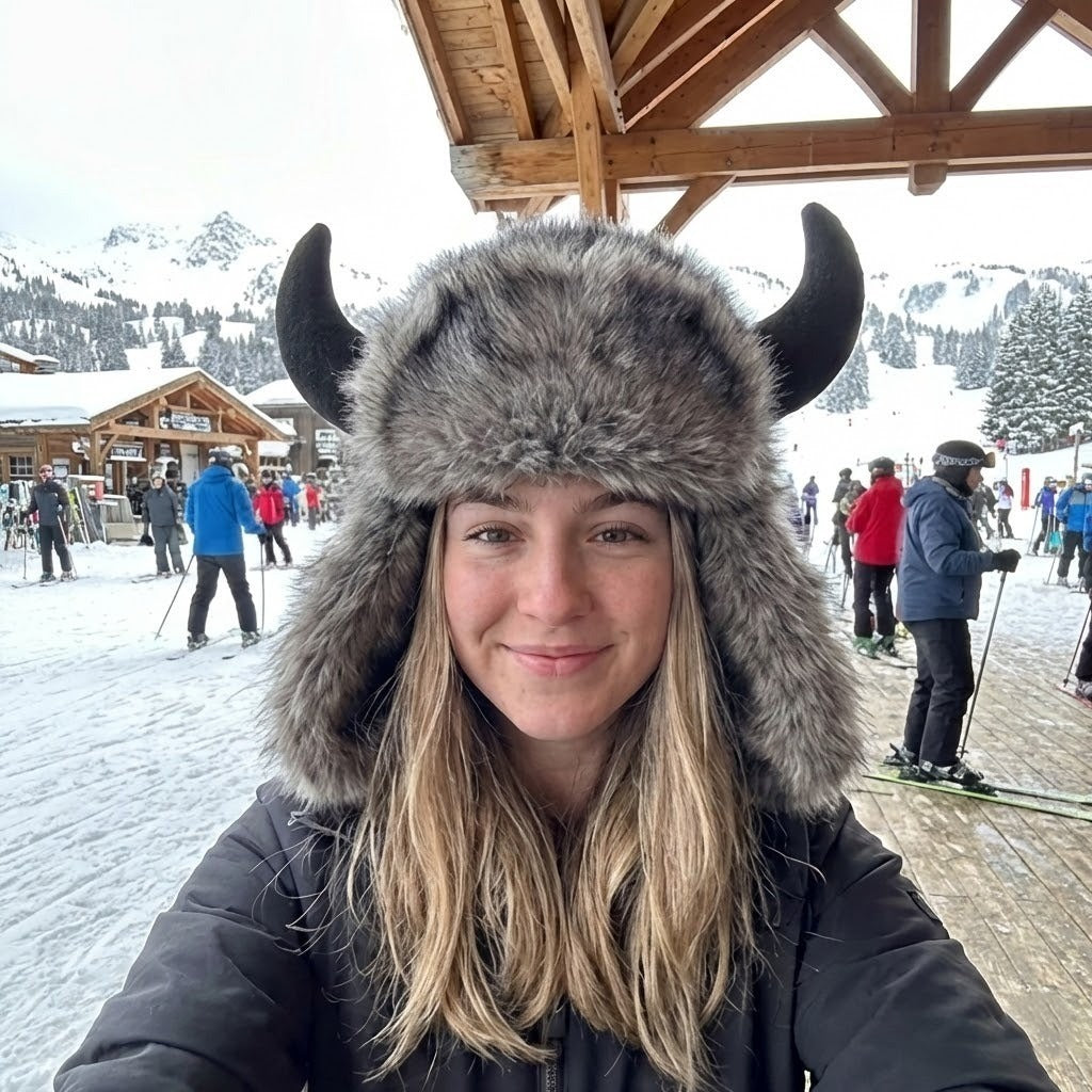 Viking Horn Fur Winter Trapper Hat