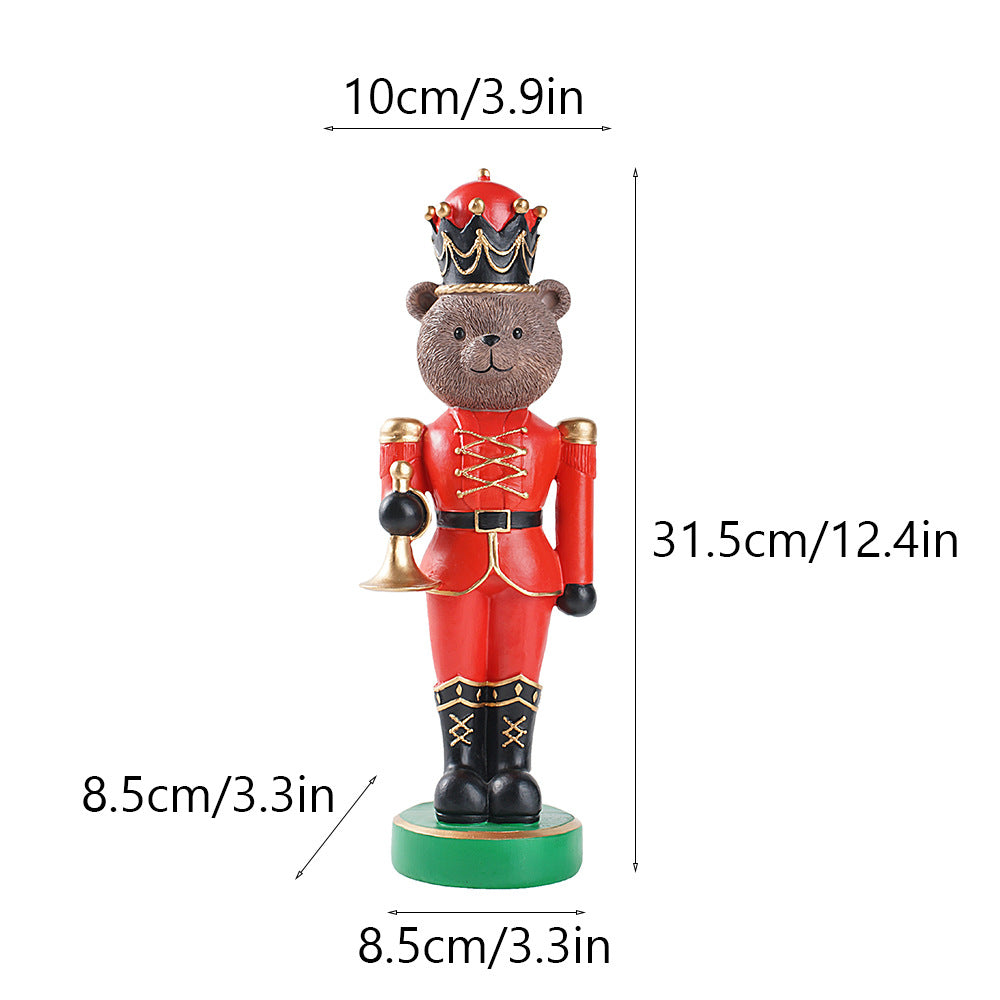 Decorative nutcracker bear figure made of resin