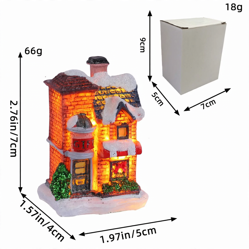 Illuminated Christmas house made of resin