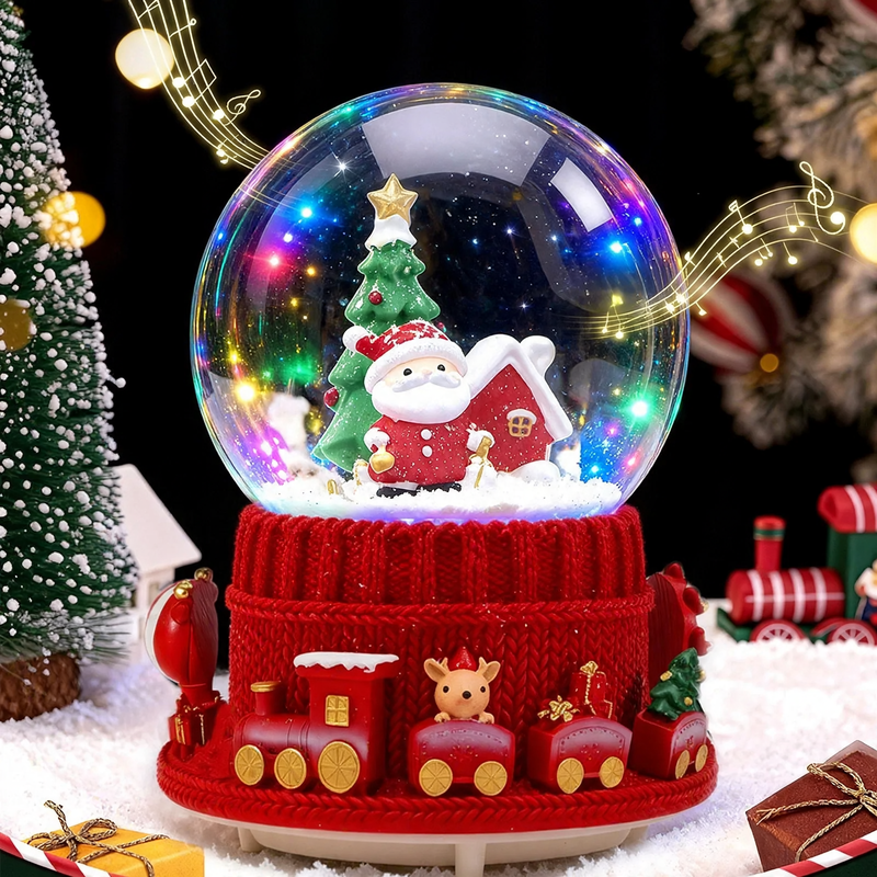 Crystal ball music box with lighting and snow effect