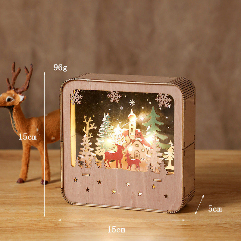 Illuminated wooden house, LED Christmas decoration