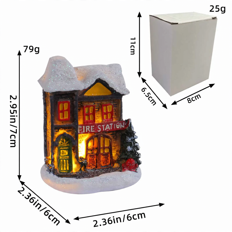 Illuminated houses made of resin for Christmas decoration