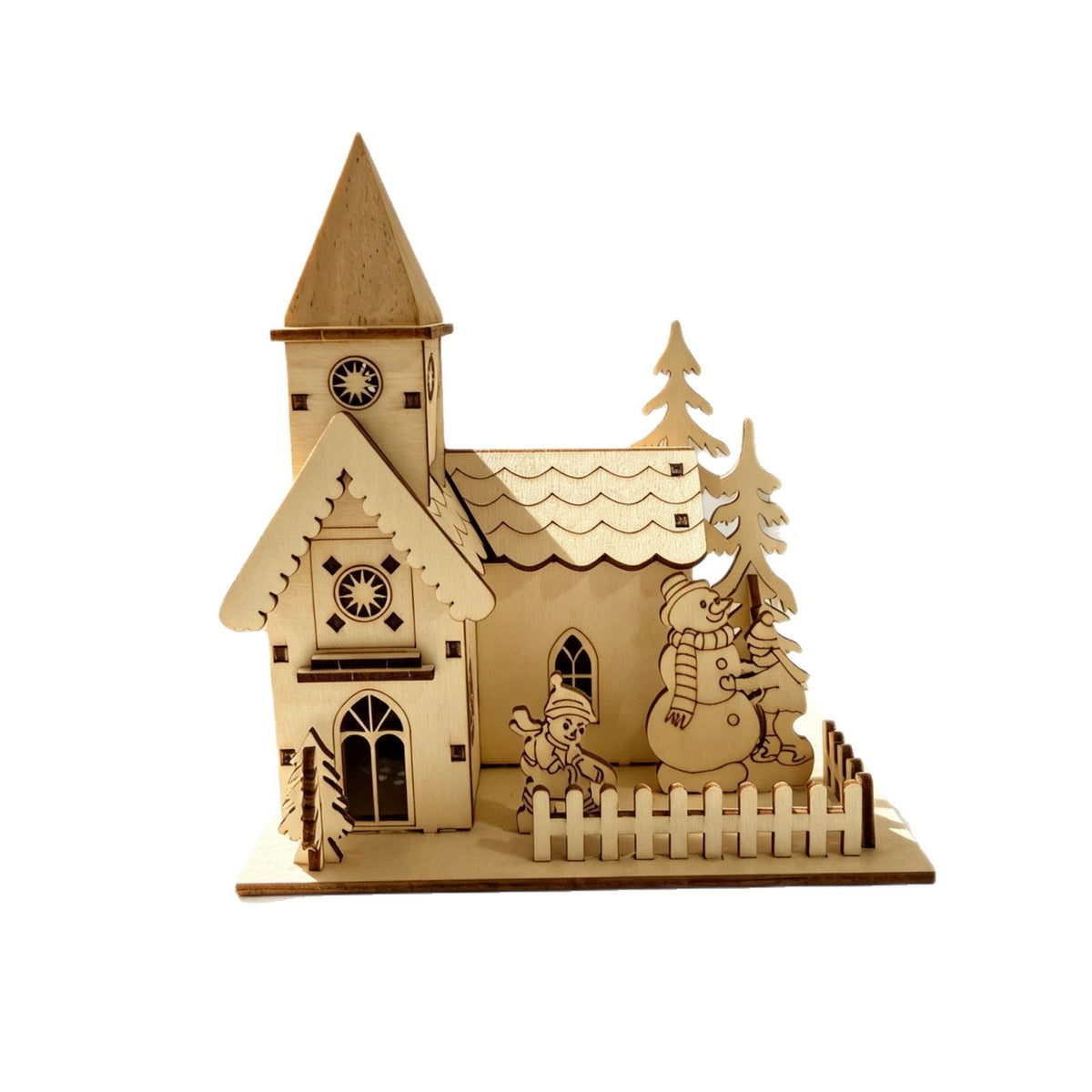 Illuminated Christmas Wooden House, DIY Decoration