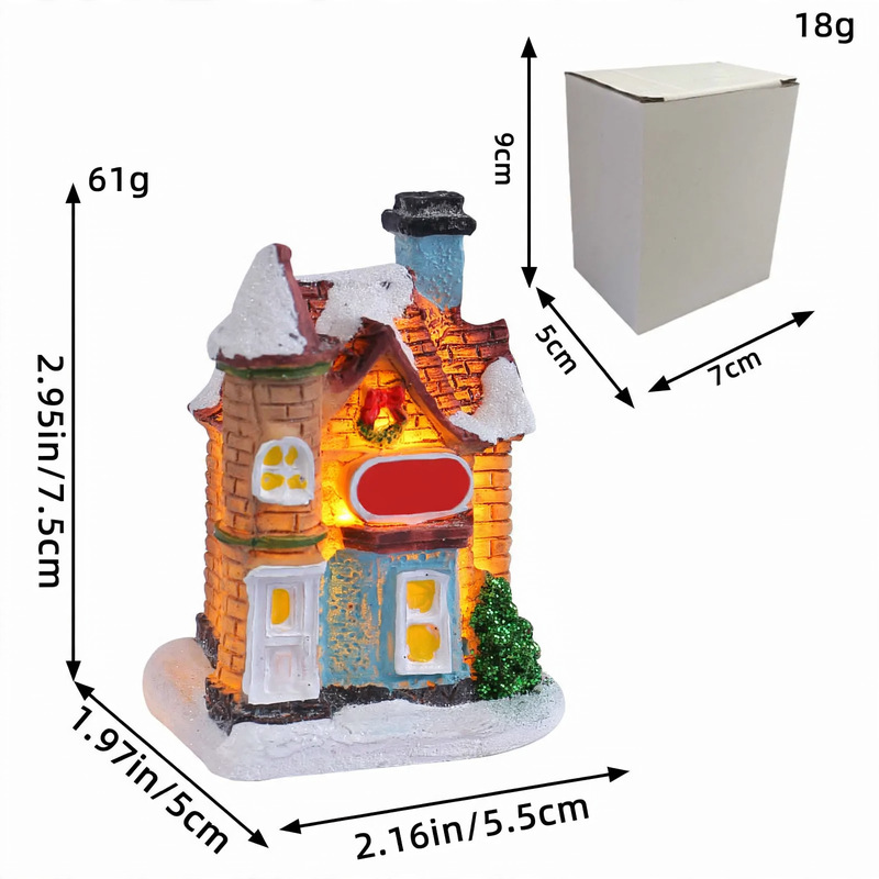 Illuminated Christmas house made of resin