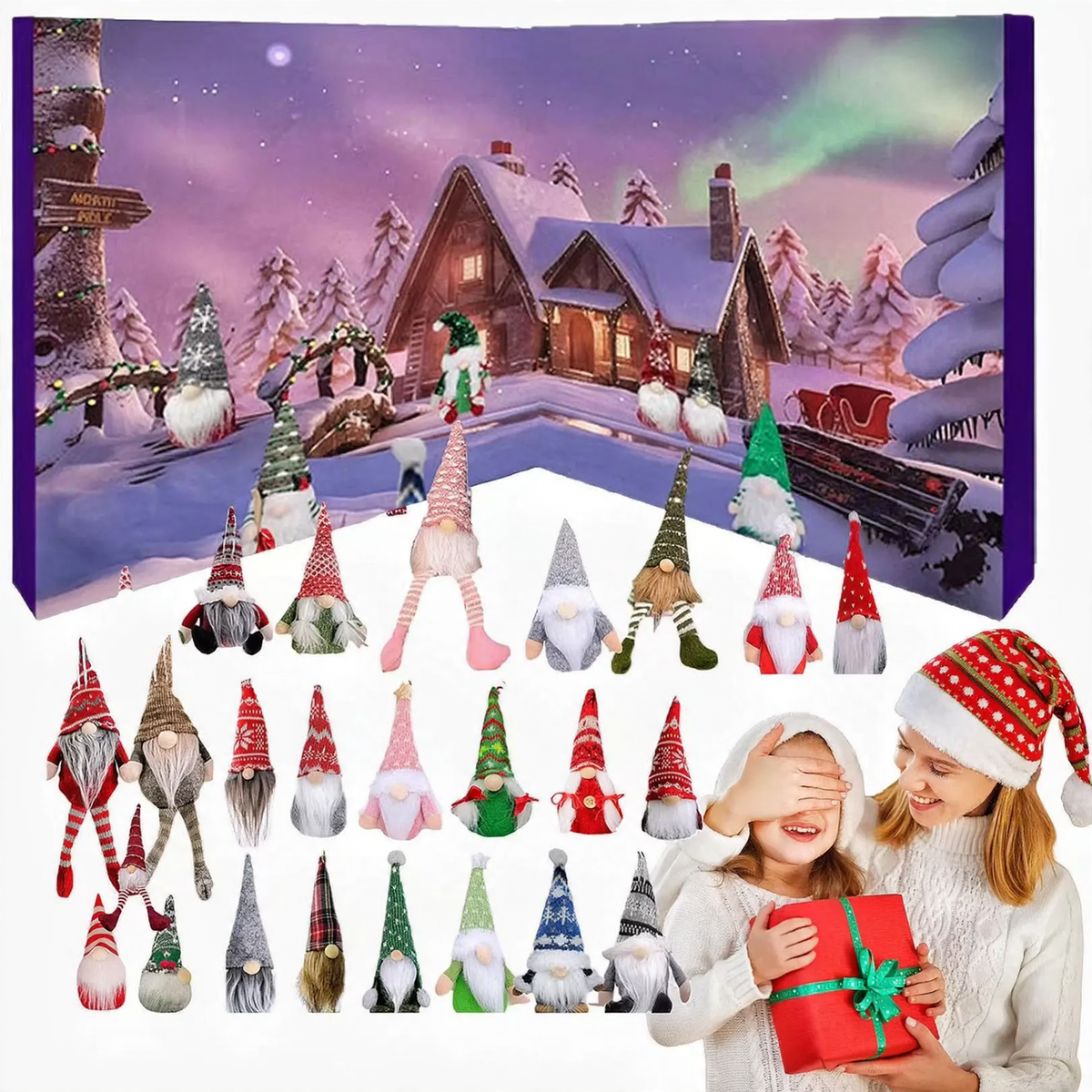 Christmas Advent Calendar with Gnome Figures