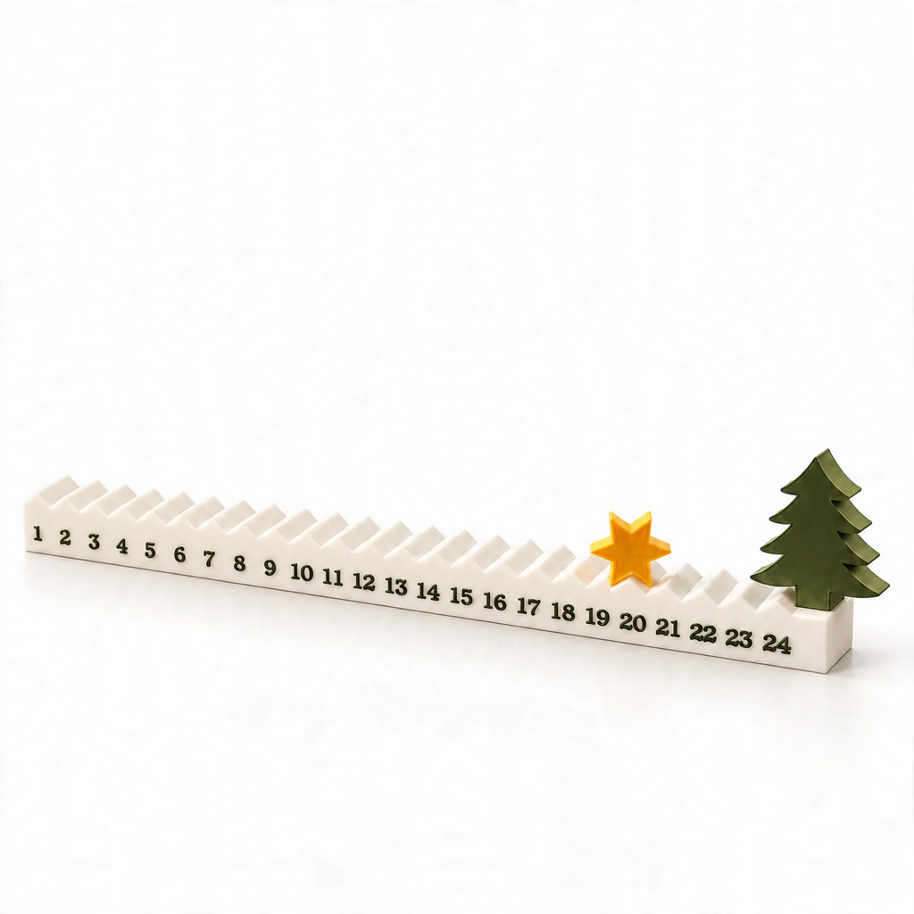 3D-printed Christmas tree advent calendar as table decor