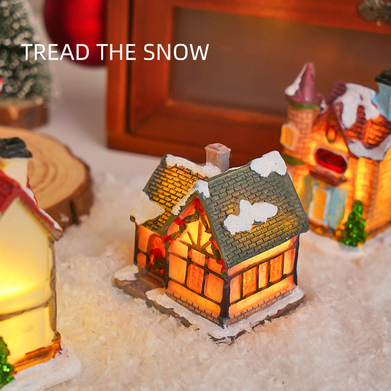 Illuminated Christmas miniature house made of resin