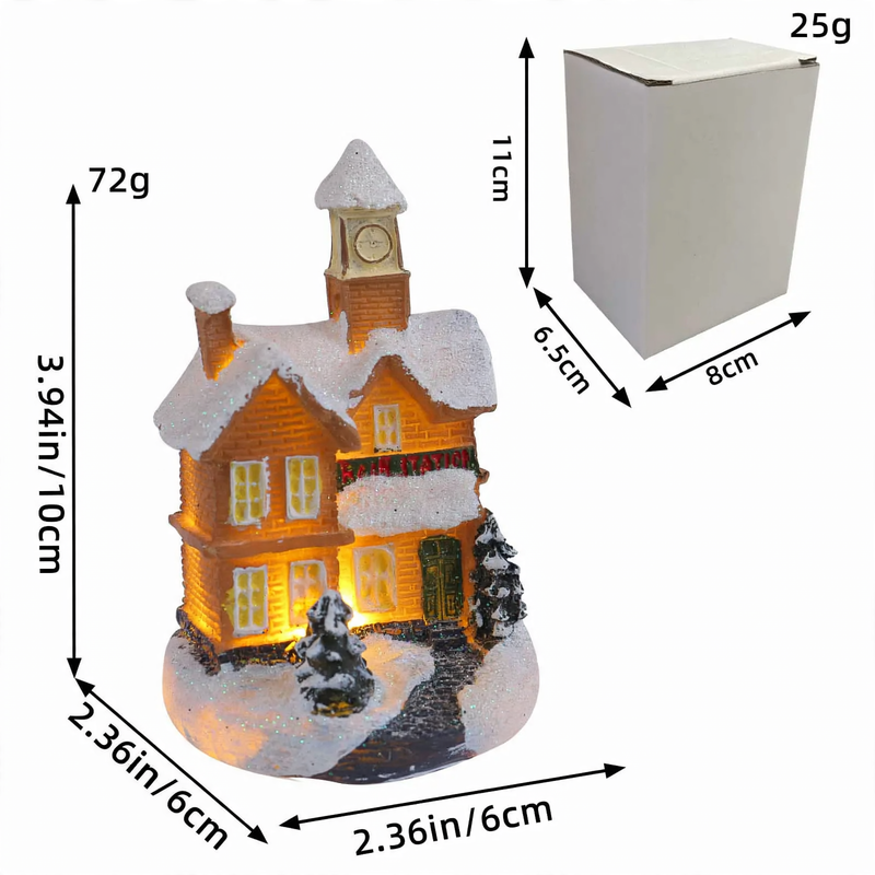Illuminated Christmas house made of resin