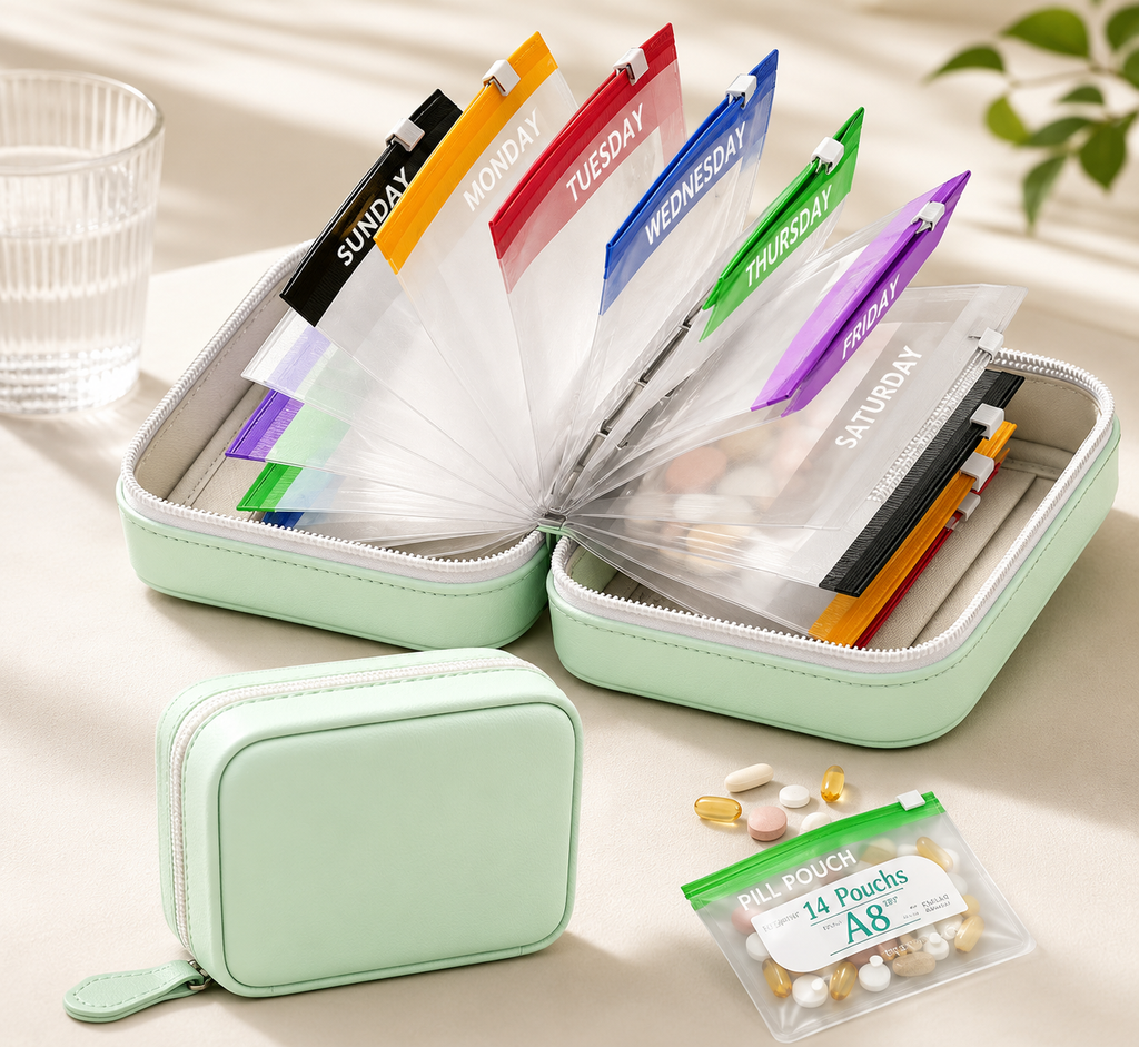 Premium Waterproof PU Travel Pill Organizer Set
