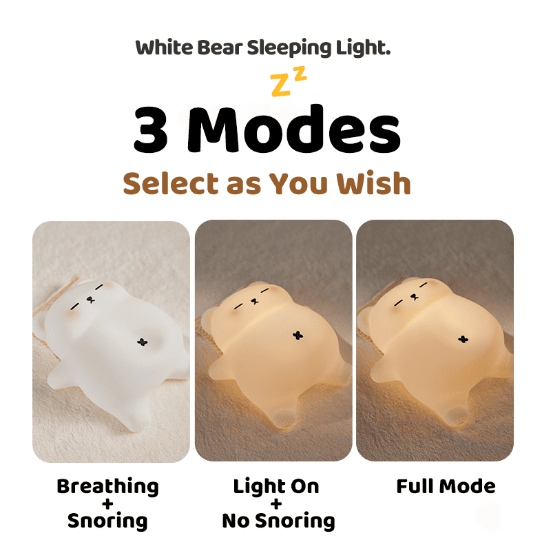 Maetiva® Breathing Bear Snuggly  Squishy Silicone Sleeping Companion Sound LED Night Light Perfect Gift