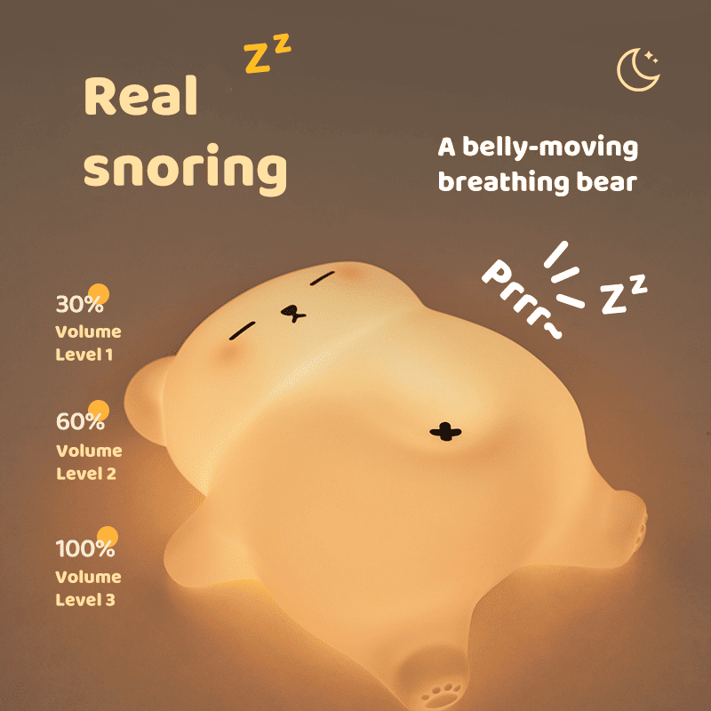 Maetiva® Breathing Bear Snuggly  Squishy Silicone Sleeping Companion Sound LED Night Light Perfect Gift