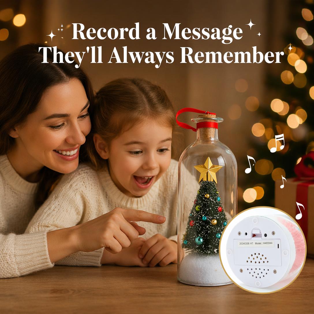 Recordable Christmas Tree Message in a Bottle – Personalized Holiday Keepsake Gift