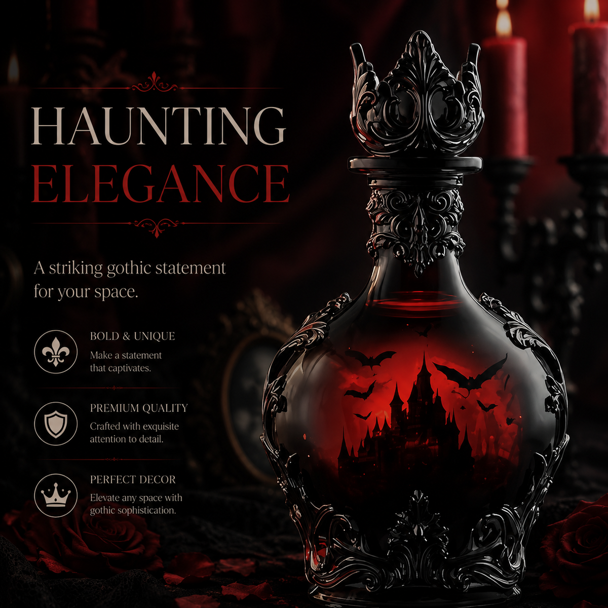 Gothic Vampire Elixir Whiskey Decanter | Magic Potion Style Liquor Bottle