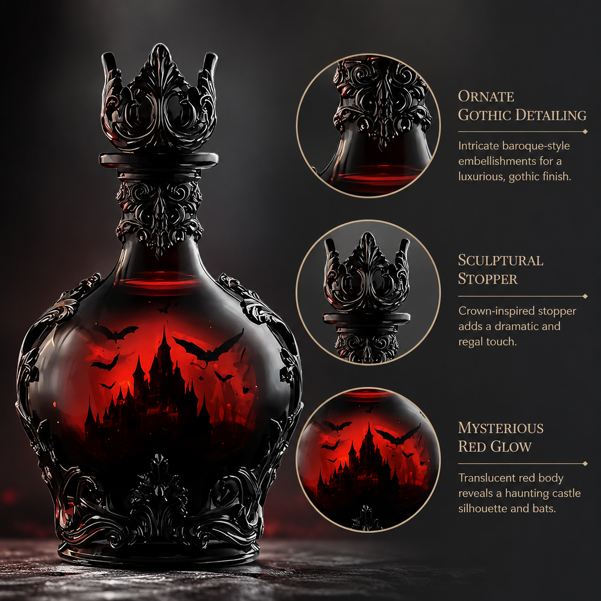 Gothic Vampire Elixir Whiskey Decanter | Magic Potion Style Liquor Bottle