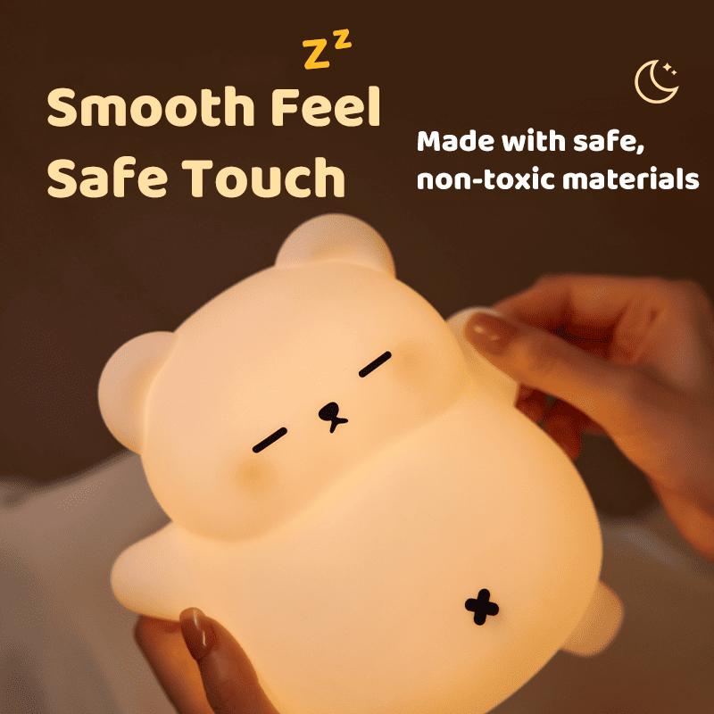 Maetiva® Breathing Bear Snuggly  Squishy Silicone Sleeping Companion Sound LED Night Light Perfect Gift