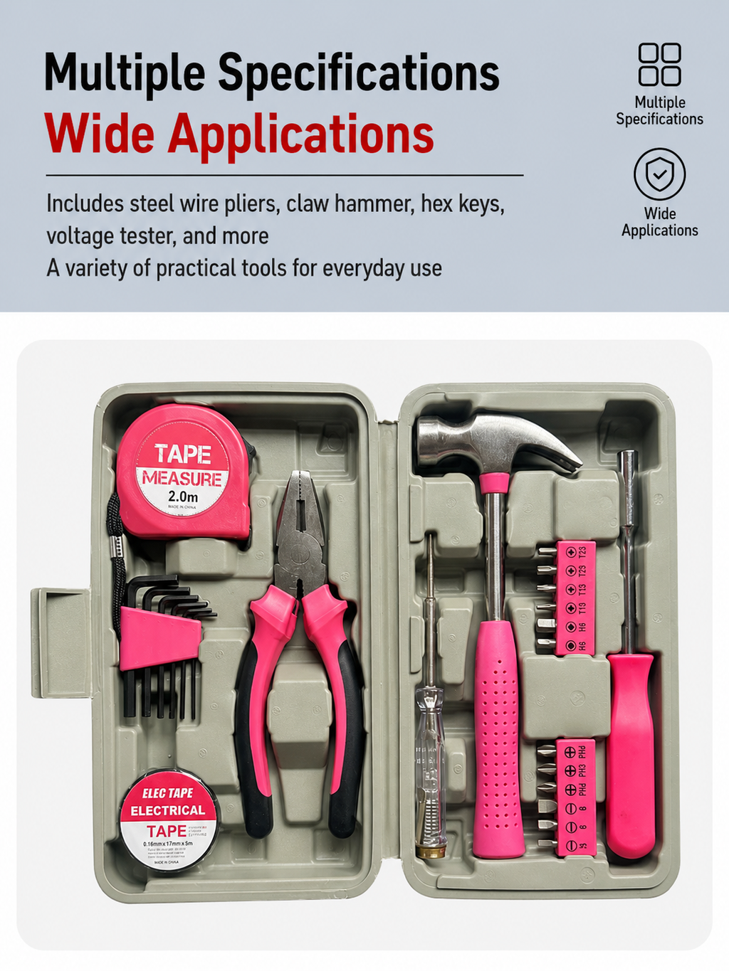 24 Piece Household Tool Set with Hammer Pliers Screwdriver Kit