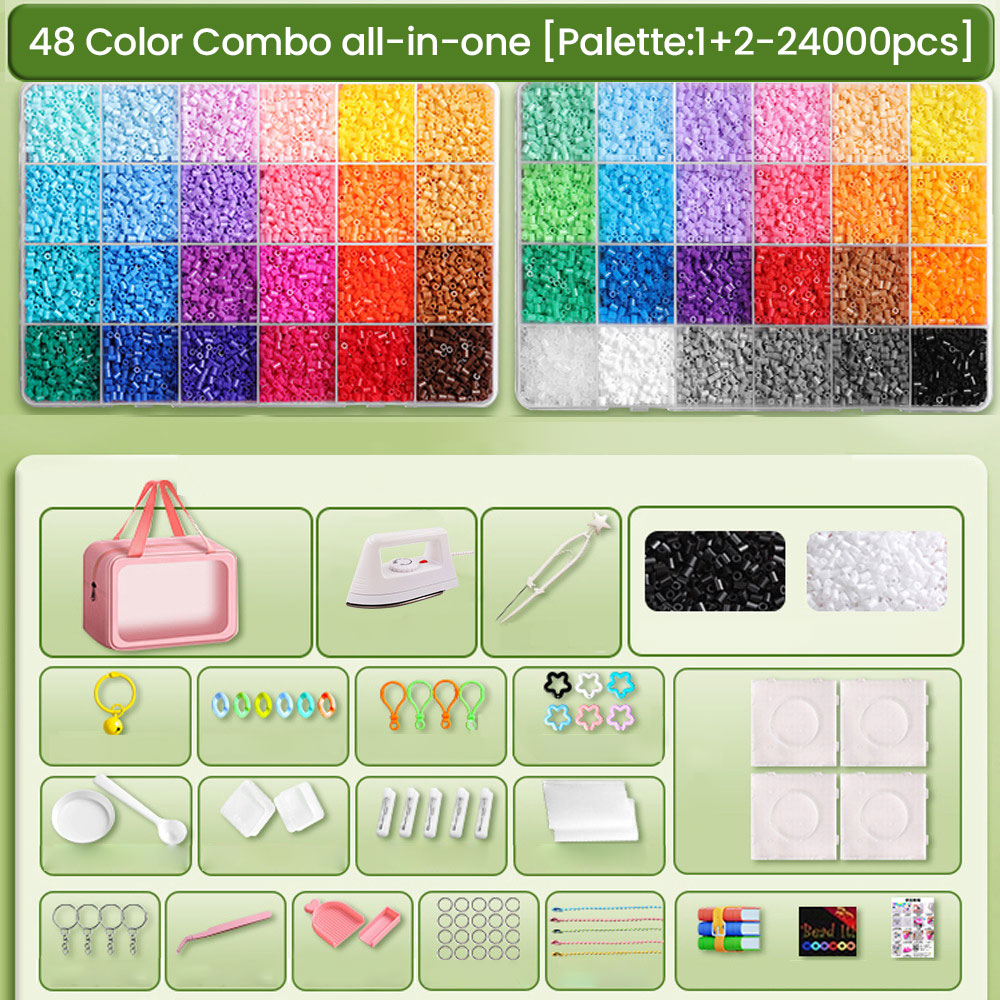 Pixie Beads 48 Starter Combo Box Set with Tool Set - 24.000 Mini Fuse Beads 2.6mm