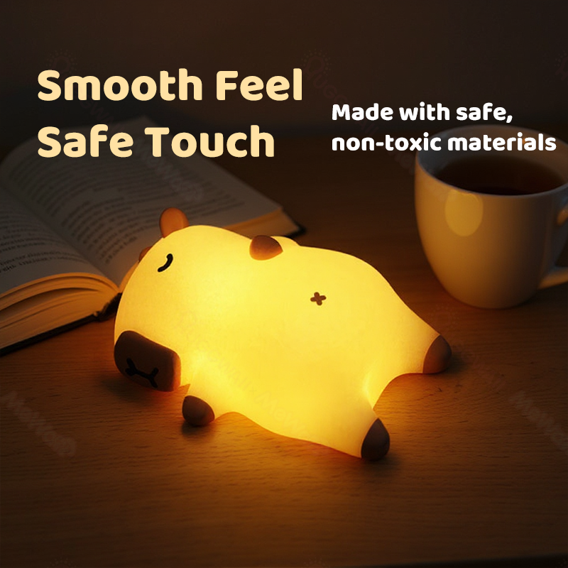Maetiva® Sleeping Capybara Breathing Squishy Silicone Companion Sound LED Night Light Perfect Gift