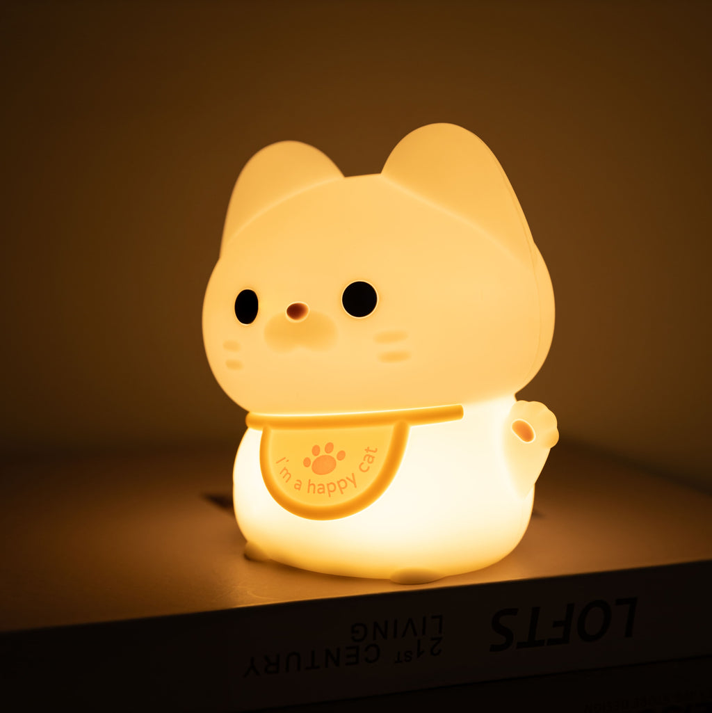 Maetiva® Squishy Silicone Happy Cat LED Night Light - Perfect Gift for Kids and Girls