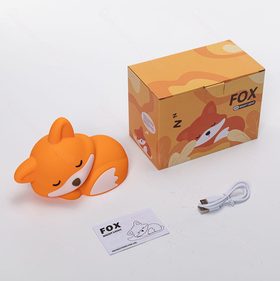 Maetiva® Fox Night Light with Curled Tail Silicone Squishy Animal Design Lamp Perfect Gift