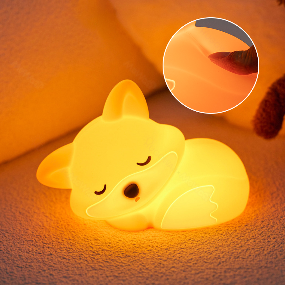 Maetiva® Fox Night Light with Curled Tail Silicone Squishy Animal Design Lamp Perfect Gift