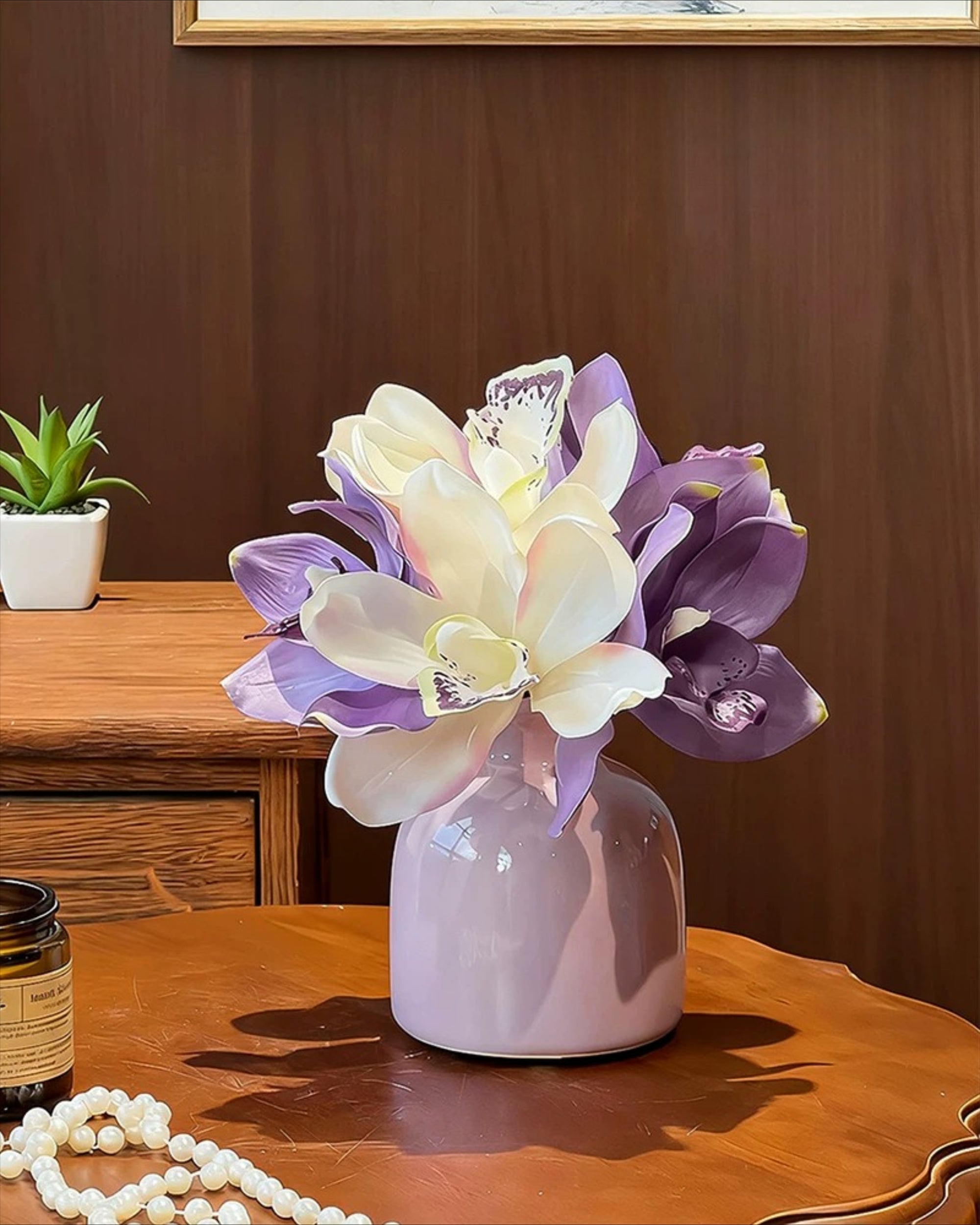 Lavender Cymbidium Faux Floral Arrangement