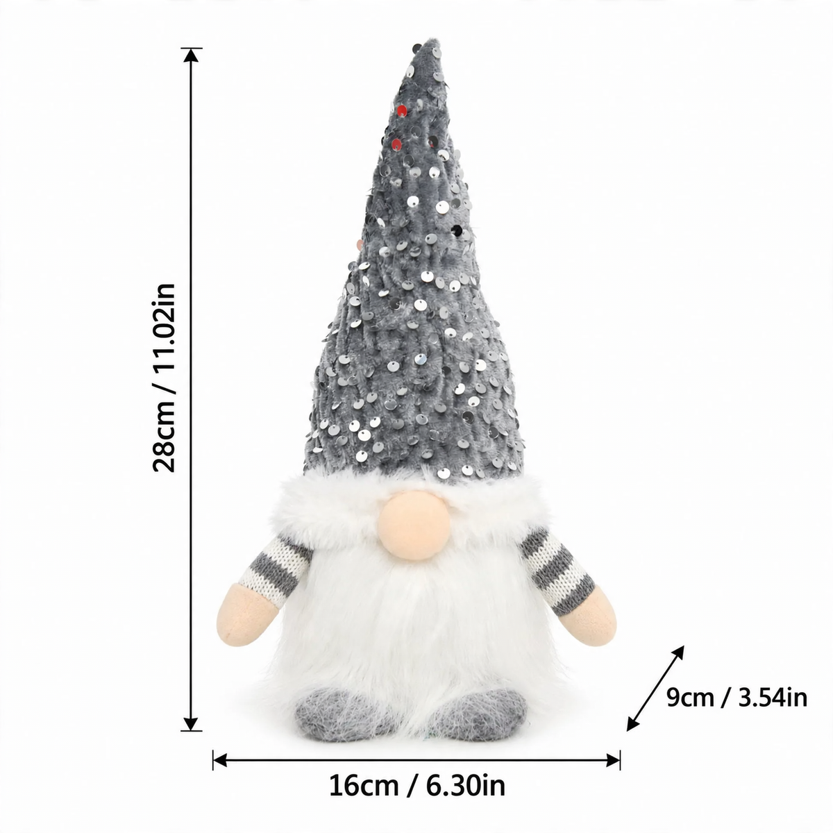 Lighted Christmas elf figure with sequin hat