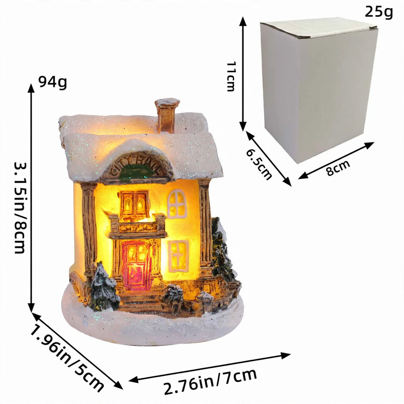 Illuminated Christmas house made of resin