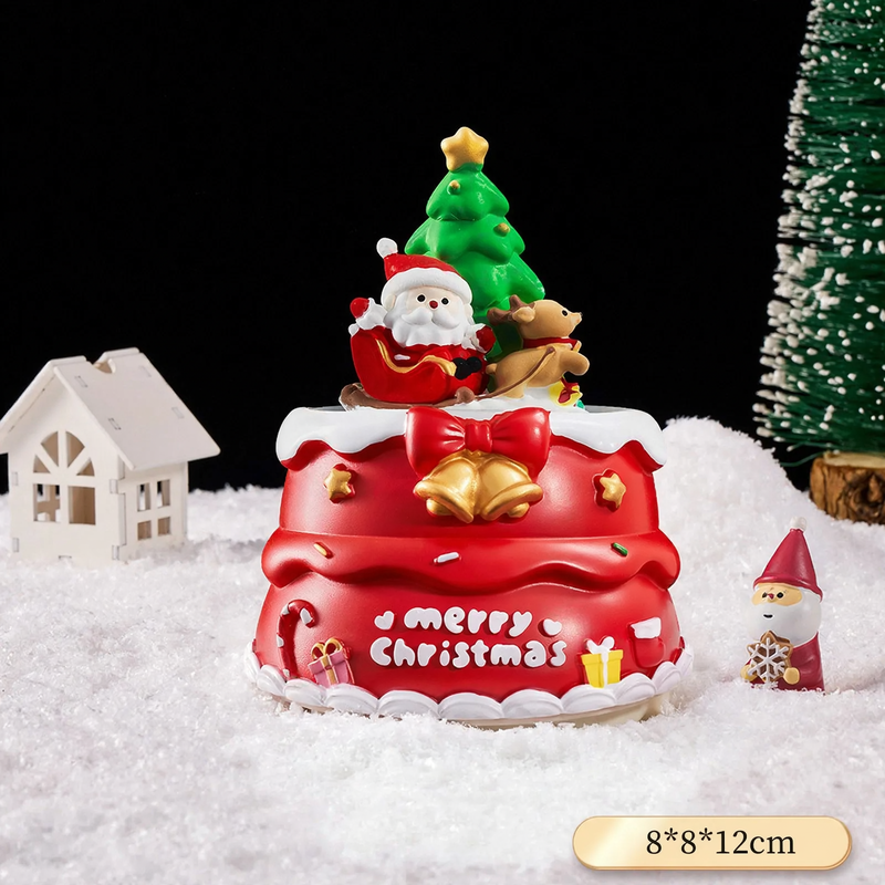 Christmas snow globe with music box and carriage design