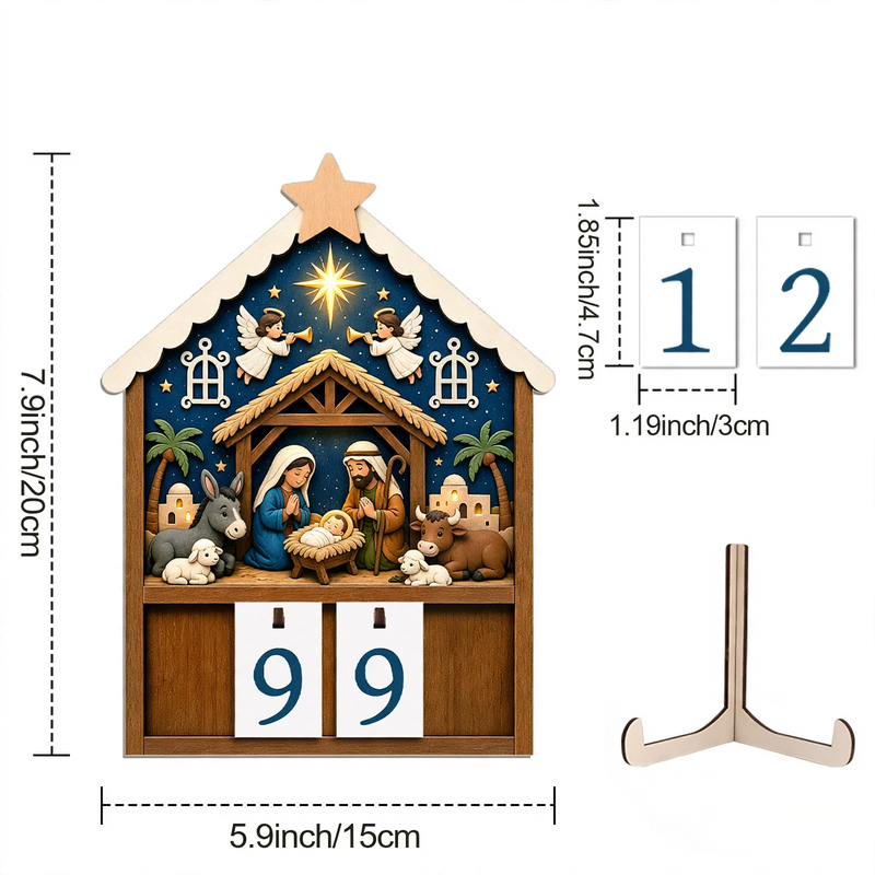 Wood Countdown Calendar for the Christmas Season