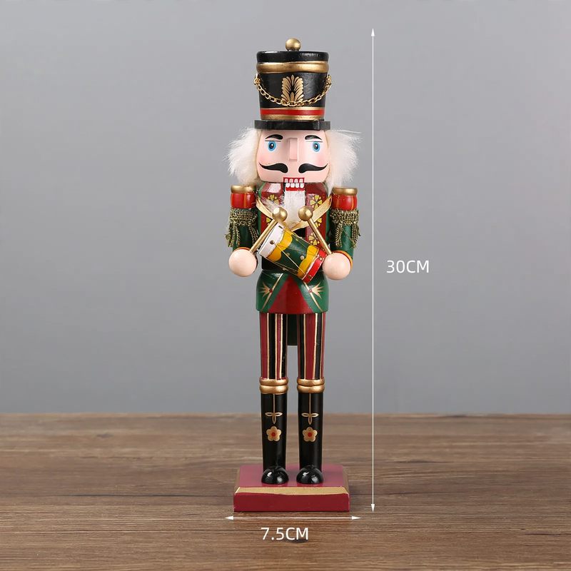 Decorative nutcracker soldier figure made of pine wood