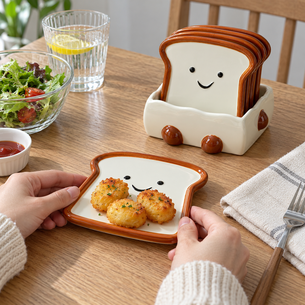 Morning Slice Toast Shaped Snack Plates