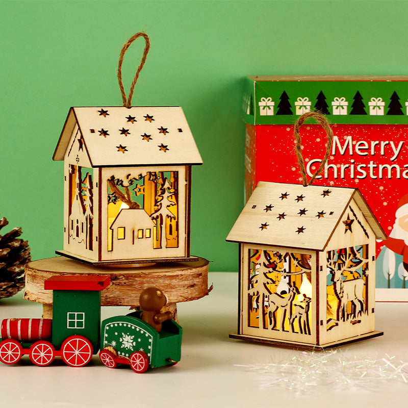 Illuminated wooden house for the Christmas season