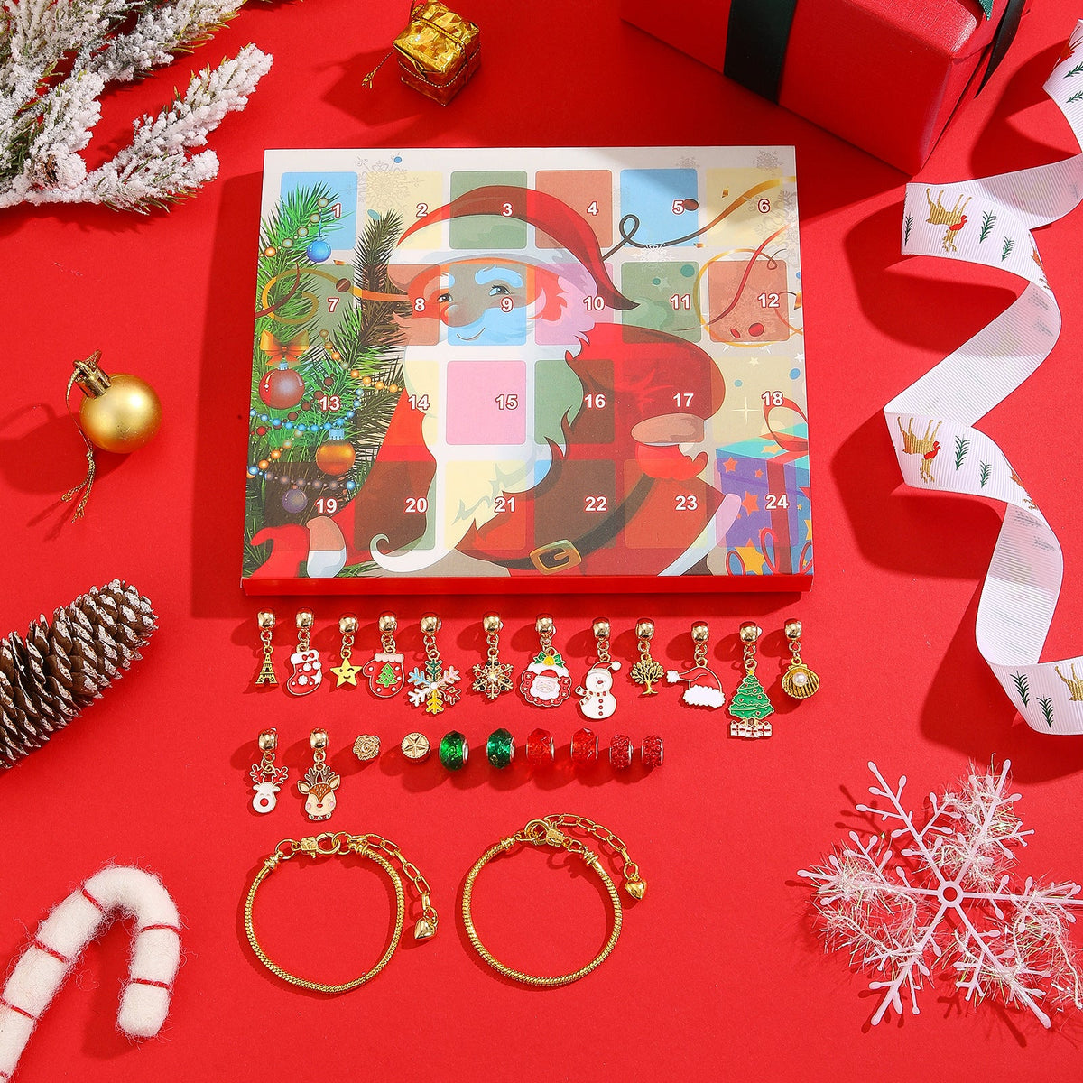 DIY Advent Calendar Jewelry Set with Christmas Motifs