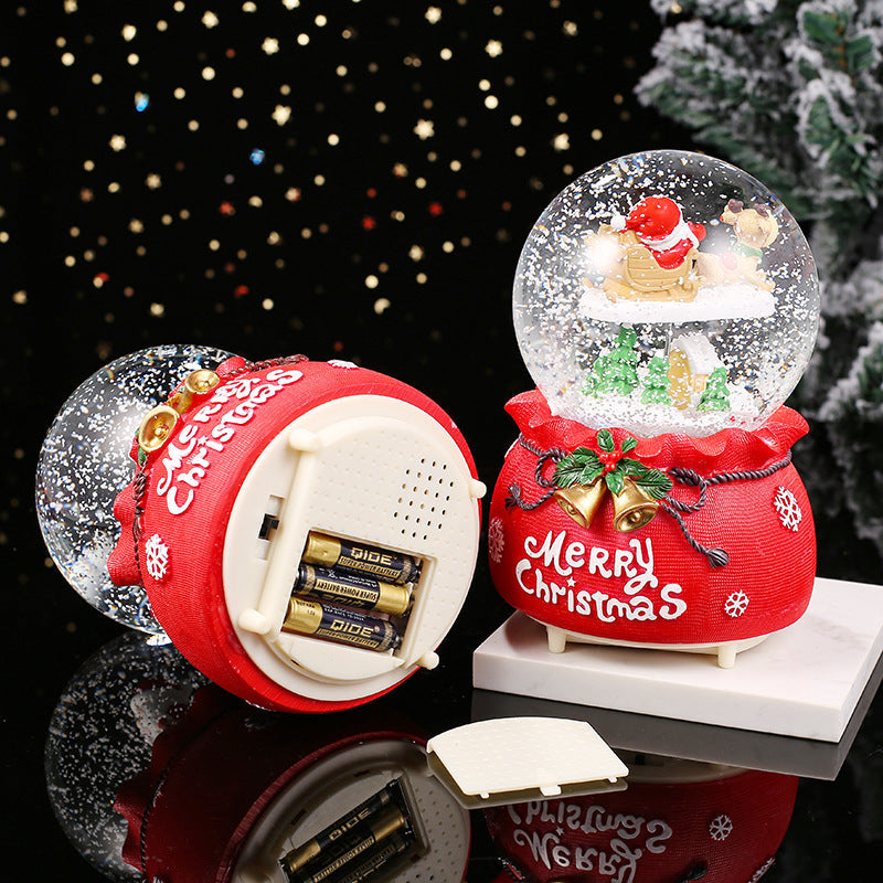 Christmas snow globe with music and light