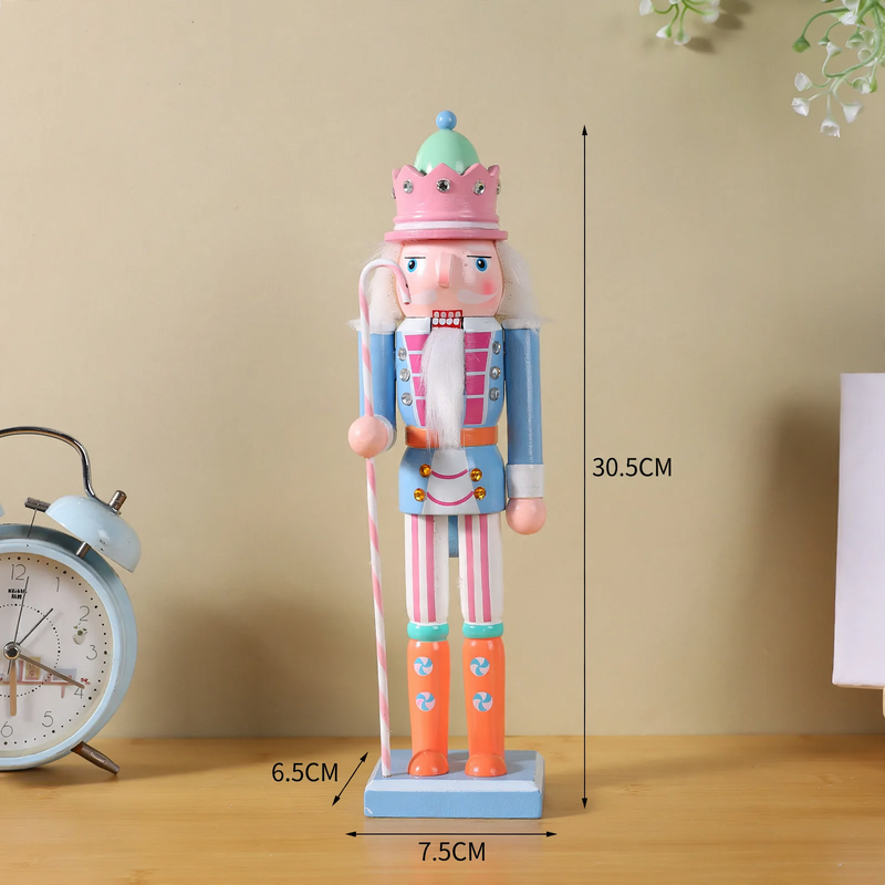 Decorative wooden nutcracker figure with rabbit ears