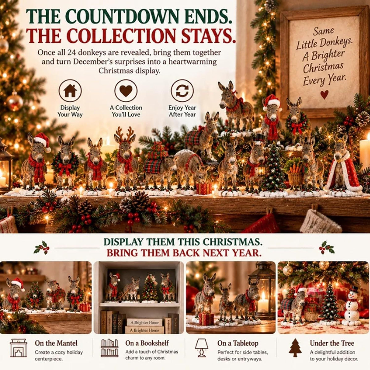 Christmas Advent Calendar with Donkey Figures