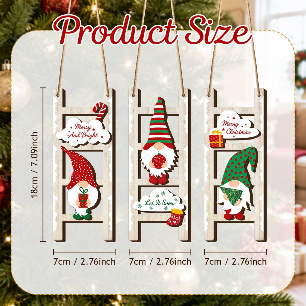 Christmas Elf Leader Pendant made of Wood, Set of 3
