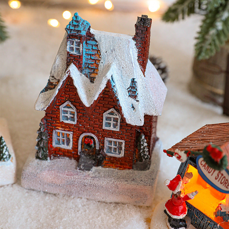 Illuminated Christmas house made of resin