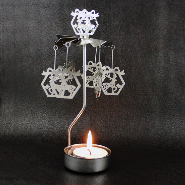 Rotating metal candle holder, 6.7x6.7x17.5 cm