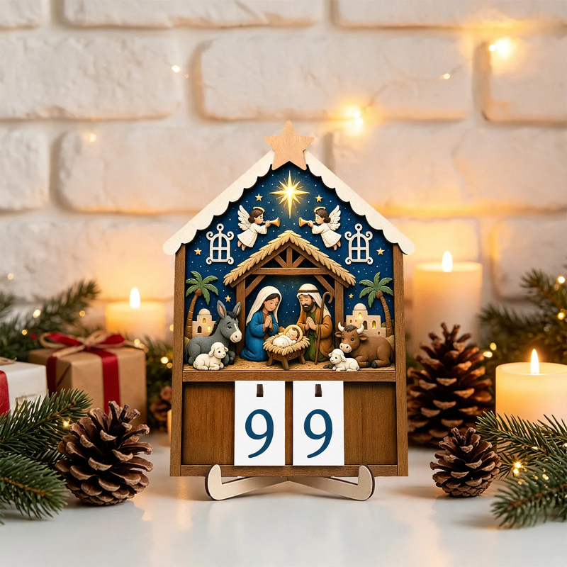 Wood Countdown Calendar for the Christmas Season