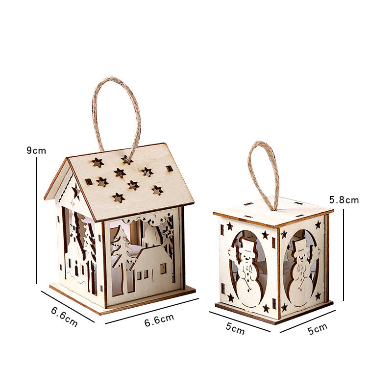 Illuminated wooden house for Christmas decoration