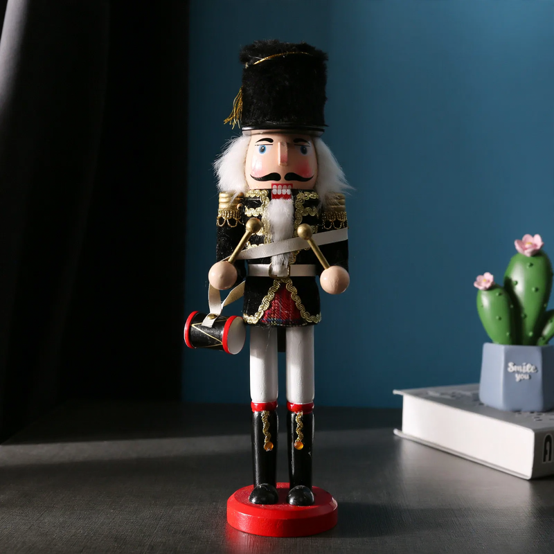 Decorative nutcracker figure made of wood for living spaces