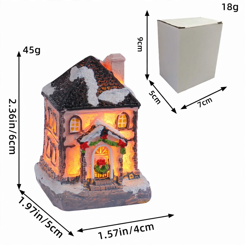 Illuminated Christmas house made of resin