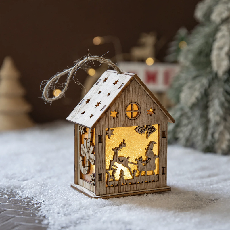 Decorative LED wooden cabin for Christmas atmosphere