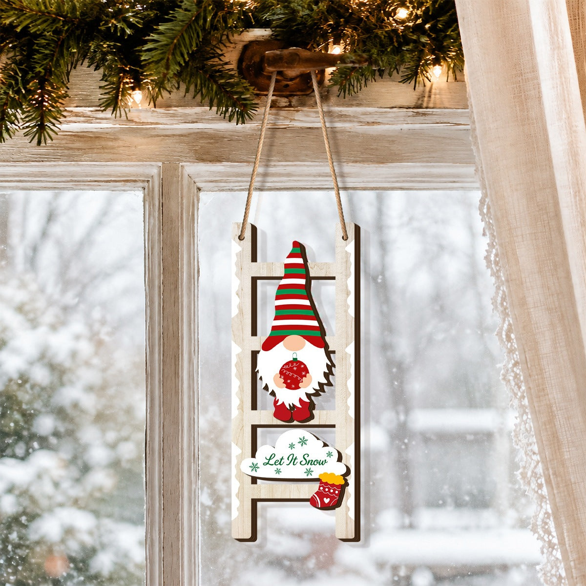 Christmas Elf Leader Pendant made of Wood, Set of 3