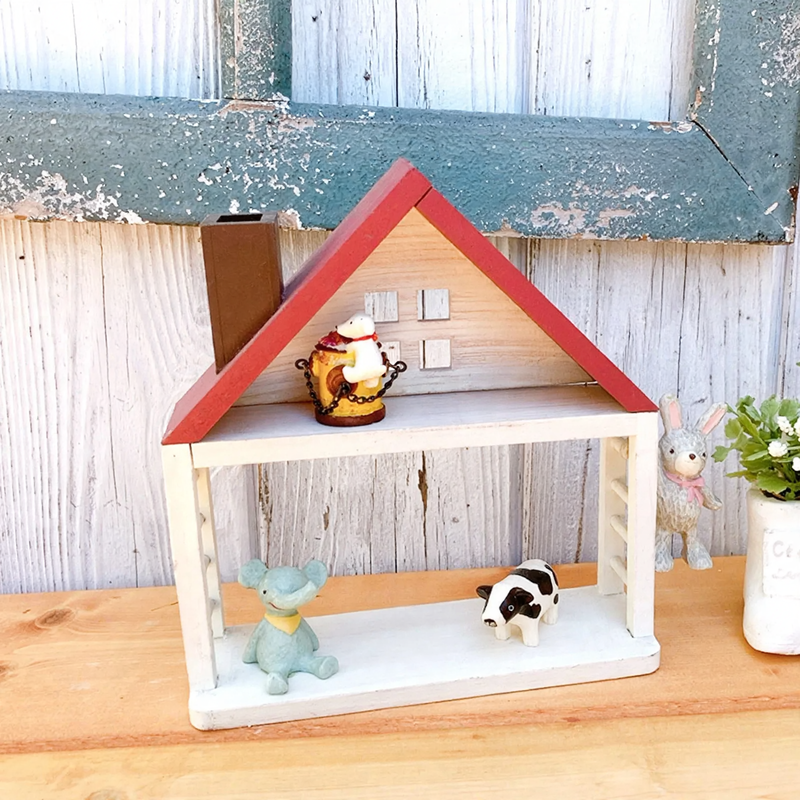 Decorative wooden Christmas house in two sizes