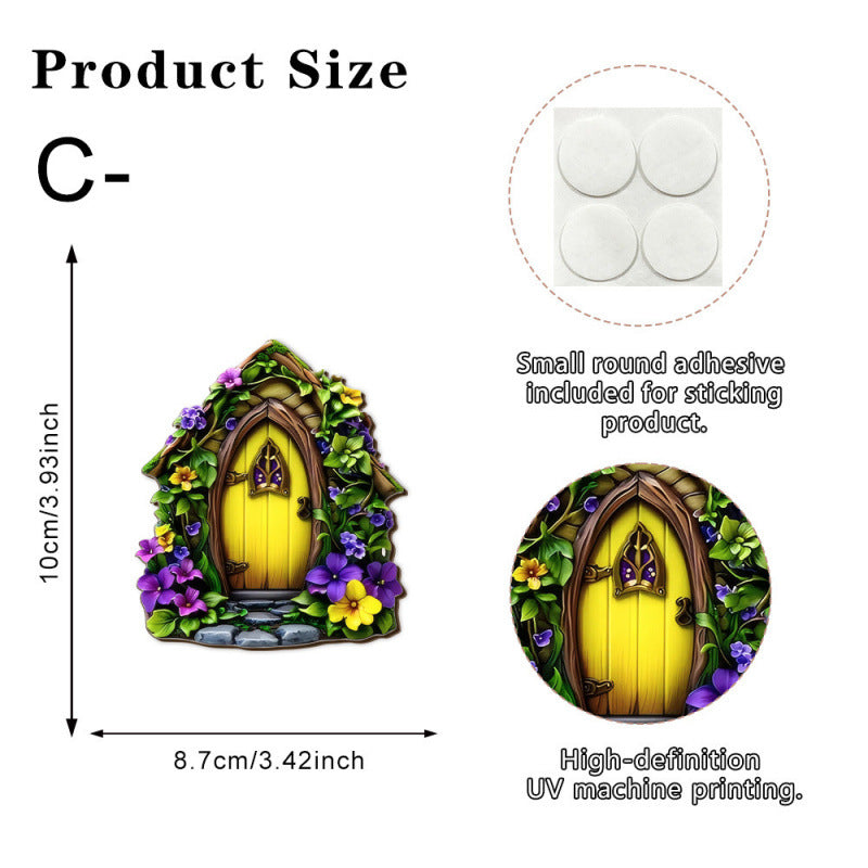 Decorative 2D Elf Door made of Pine Wood for Garden and House