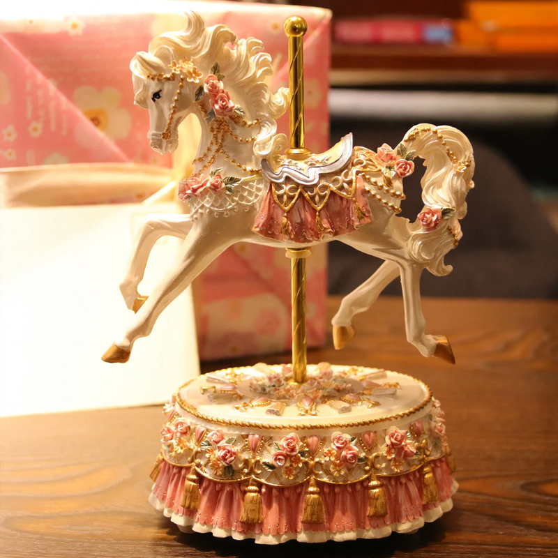 Decorative carousel music box made of resin
